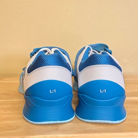 TYR L-1 Lifter Weightlifting Shoes White Turquoise Blue Men's Size 10.5 - Picture 5 of 7